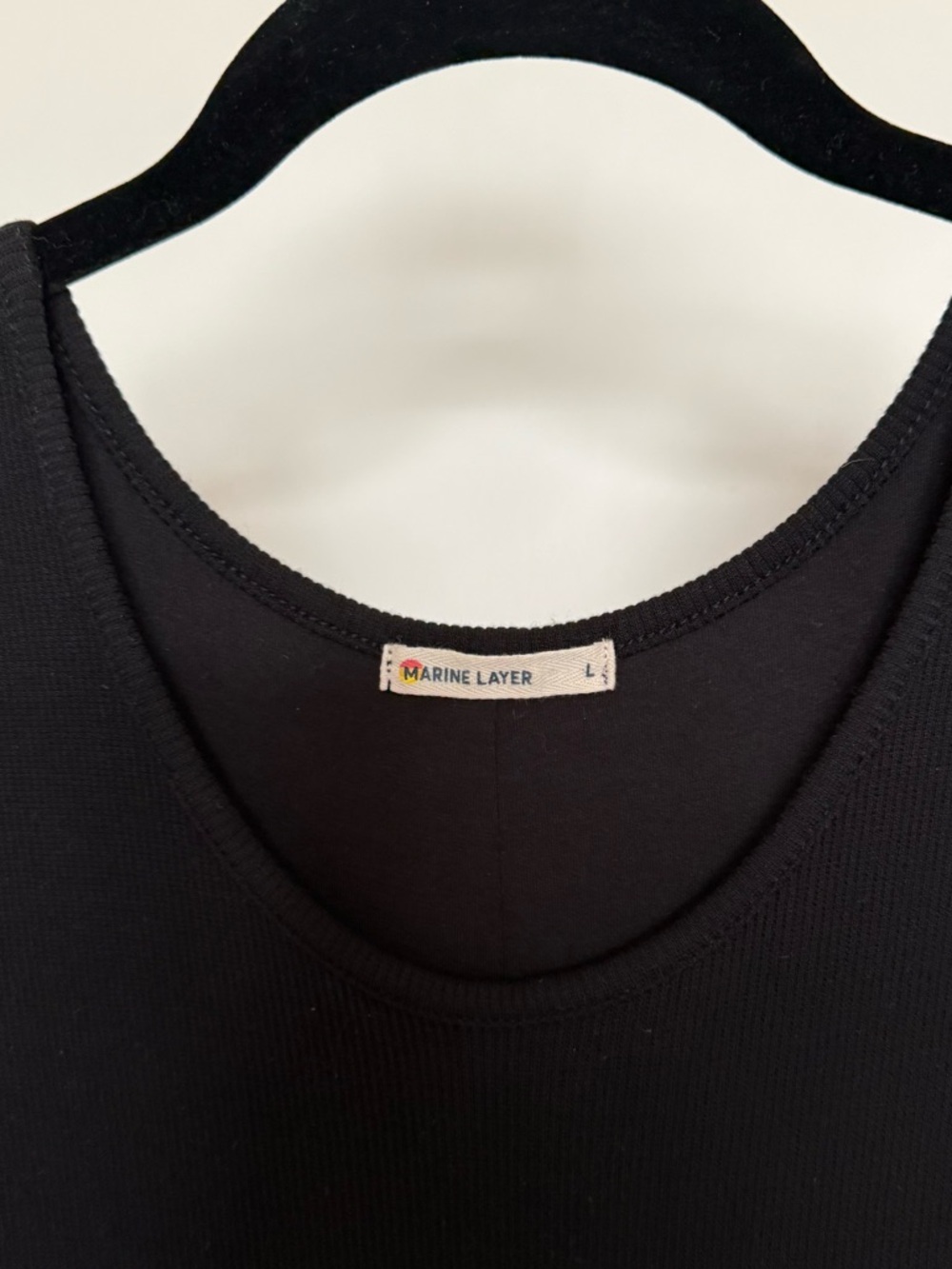 Marine Layer Lexi Daytime Black Ribbed Midi Dress | L - Picture 5 of 10